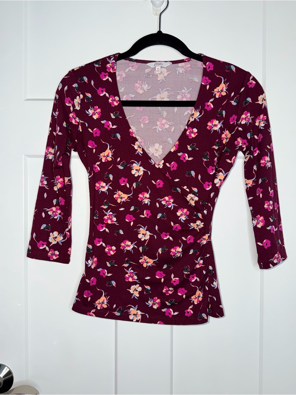 Candies Pink Floral Surplice 3/4 Sleeve